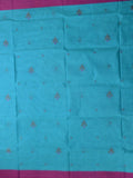 Bengali cotton saree sky blue color allover motifs & small kaddi border with weaving pallu