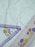 Khadhi cotton saree pastel blue color allover butis & small kaddi border with weaving pallu and plain blouse