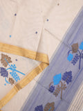 Khadhi cotton saree cream color allover butis & small kaddi border with weaving pallu and plain blouse