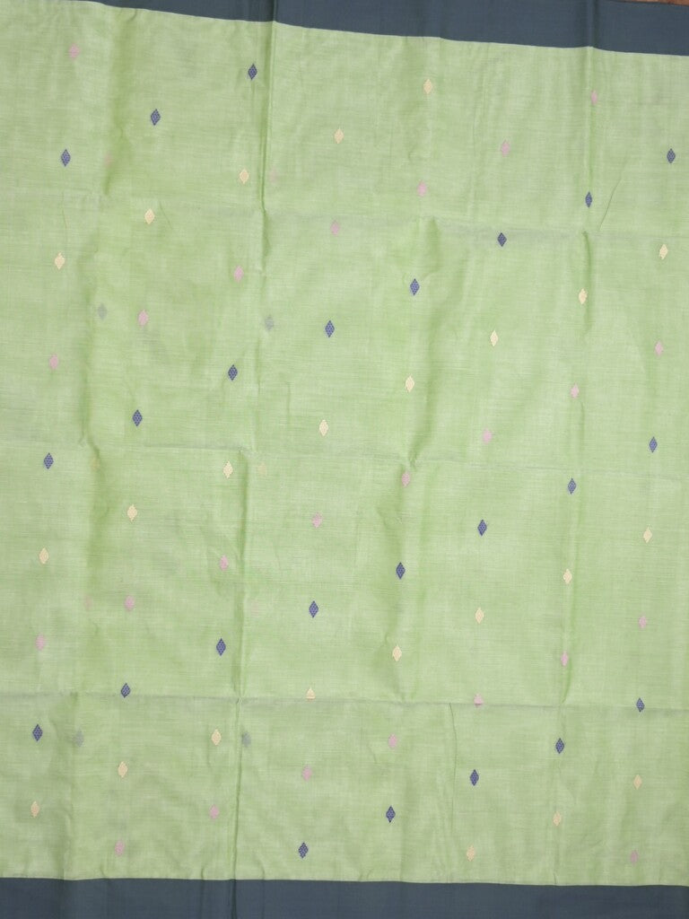 Khadhi cotton saree light green color allover butis & small kaddi border with weaving pallu and plain blouse