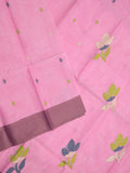 Khadhi cotton saree pink color allover butis & small kaddi border with weaving pallu and plain blouse