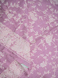 Tussar fancy saree light purple color allover embroidery & embroidery border with running pallu and attached plain blouse