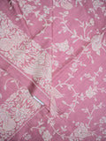 Tussar fancy saree baby pink color allover embroidery & embroidery border with running pallu and attached plain blouse