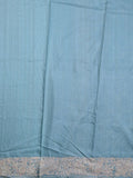 Tussar fancy saree sky blue color allover embroidery & embroidery border with running pallu and attached plain blouse