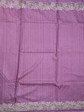 Tussar fancy saree purple color allover plain & embroidery border with running pallu and attached plain blouse