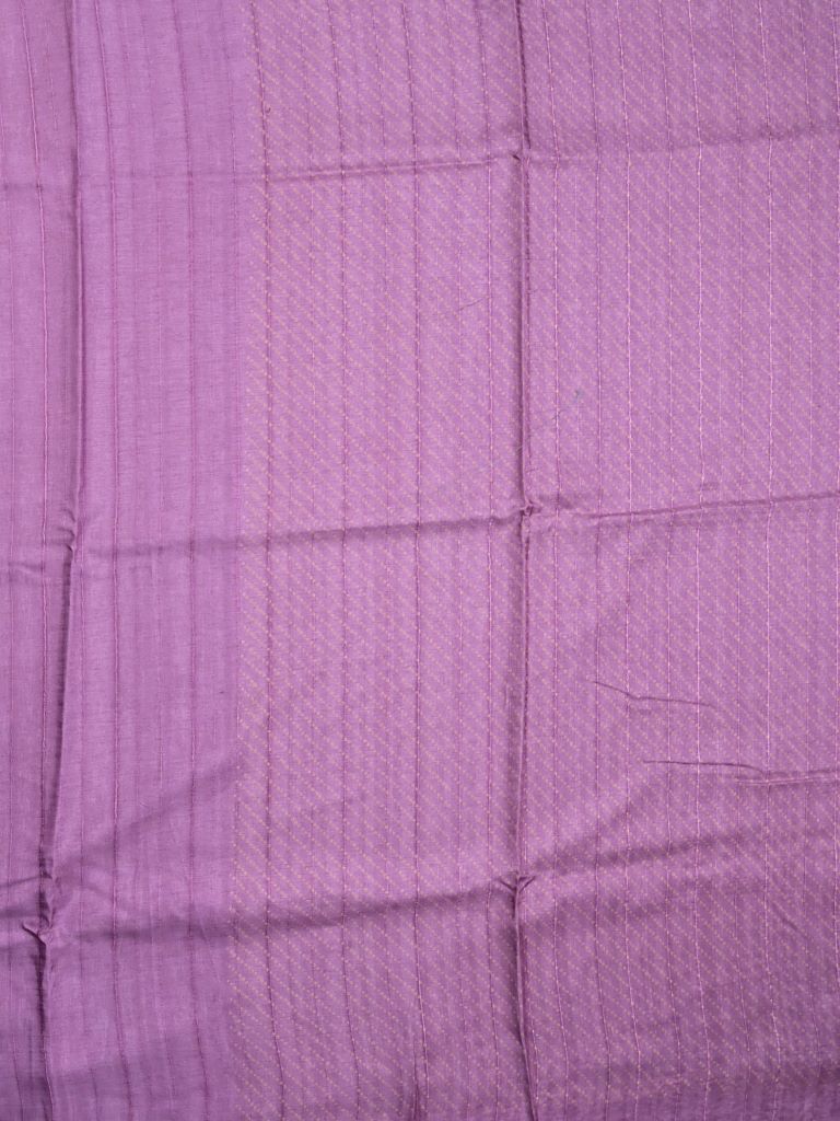 Tussar fancy saree purple color allover plain & embroidery border with running pallu and attached plain blouse