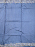 Tussar fancy saree sky blue color allover plain & embroidery border with running pallu and attached plain blouse