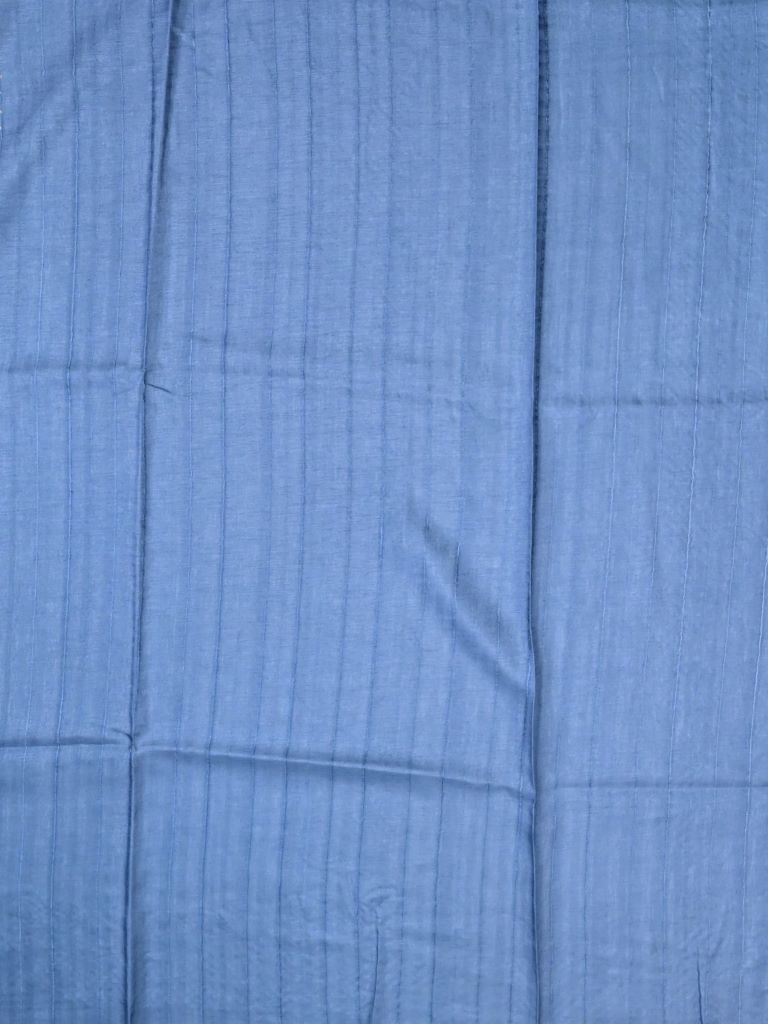 Tussar fancy saree sky blue color allover plain & embroidery border with running pallu and attached plain blouse