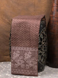 Maheshwari fancy saree brown color allover prints & zari border with zari pallu and attached plain blouse