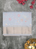 Chanderi fancy saree pastel blue color allover embroidery & zari border with short zari pallu and attached plain blouse