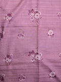 Tussar fancy saree white color with purple floral prints & embroidery border with running pallu and cotrast printed blouse