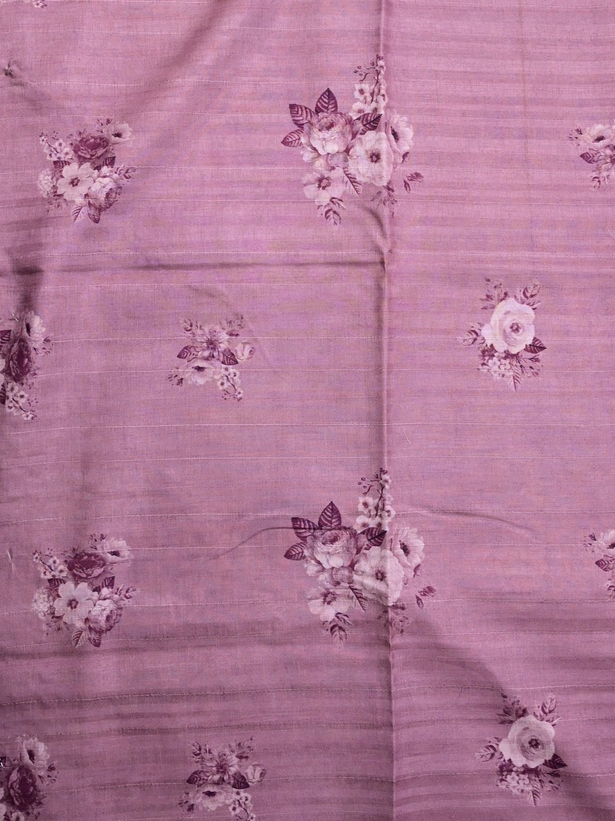 Tussar fancy saree white color with purple floral prints & embroidery border with running pallu and cotrast printed blouse