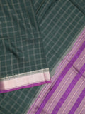Maheshwari fancy saree black color allover checks & zari border with contrast pallu and attached blouse