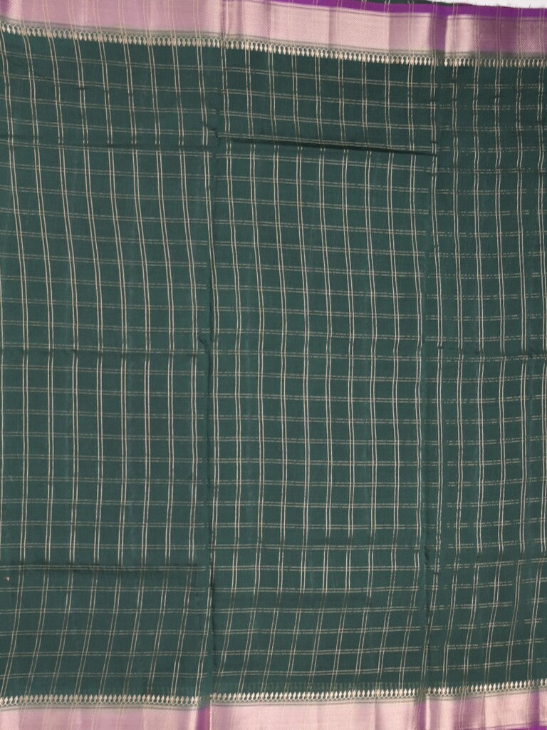 Maheshwari fancy saree black color allover checks & zari border with contrast pallu and attached blouse