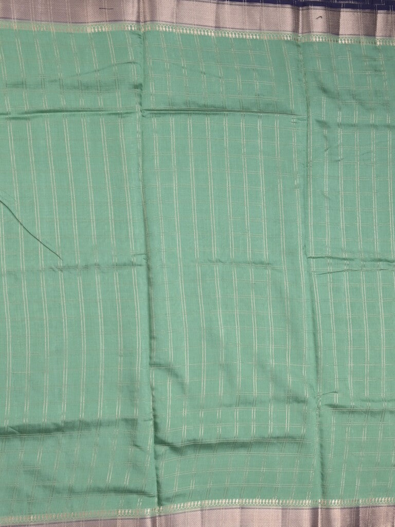 Maheshwari fancy saree lux green color allover checks & zari border with contrast pallu and attached blouse