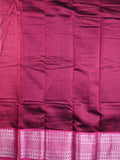 Mangalagiri fancy saree grey color allover plain & kanchi border with striped pallu and plain blouse