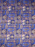 Blue color dola silk fabric with allover jacquard weaves