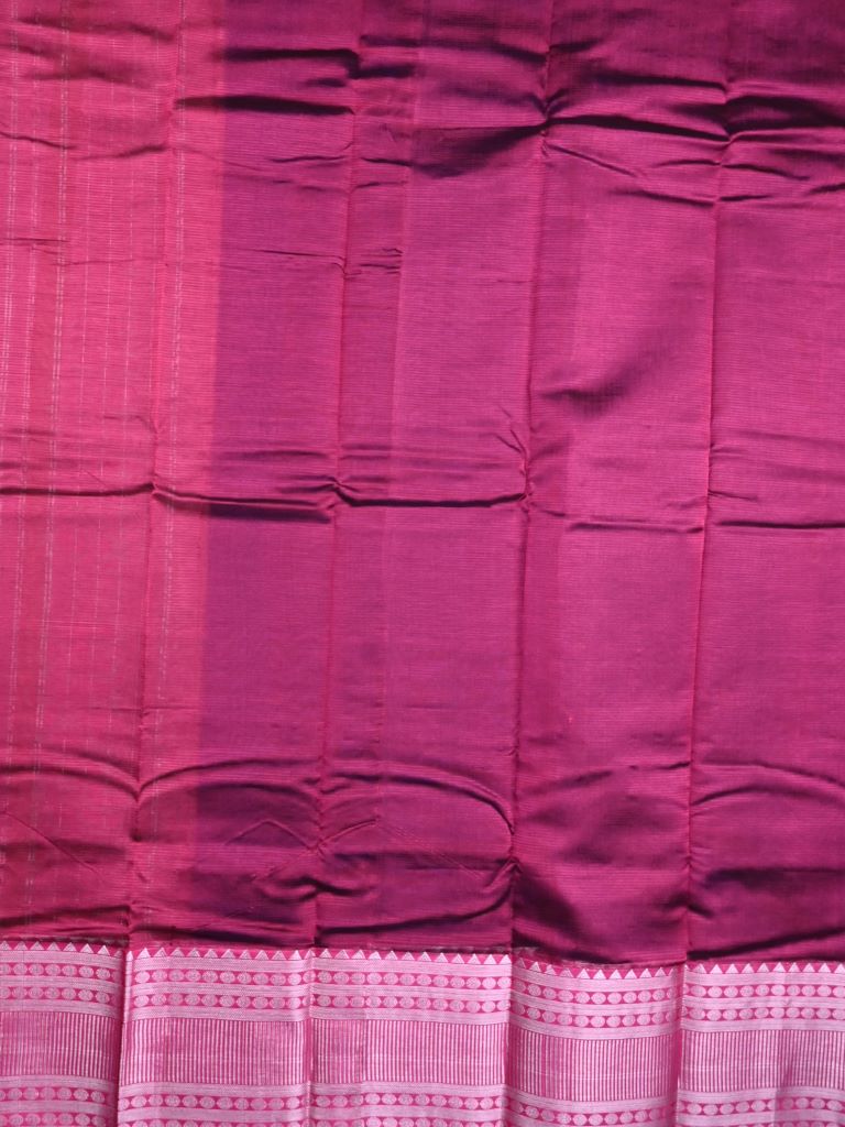 Mangalagiri fancy saree royal blue color allover plain & kanchi border with striped pallu and plain blouse