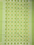 Jamdani cotton saree light parrot green color allover weaves & small border with weaving pallu and running blouse