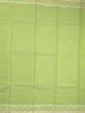 Jamdani cotton saree light parrot green color allover weaves & small border with weaving pallu and running blouse