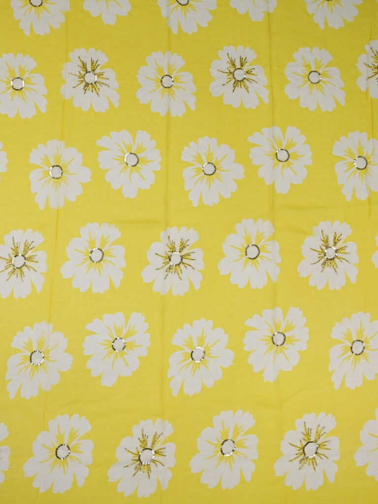 Yellow color georgette floral printed fabrics