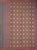 Jamdani cotton saree grey color allover weaves & small border with weaving pallu and running blouse