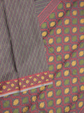 Jamdani cotton saree grey color allover weaves & small border with weaving pallu and running blouse