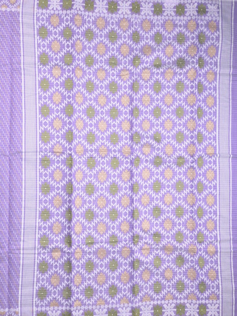 Jamdani cotton saree lavender color allover weaves & small border with weaving pallu and running blouse