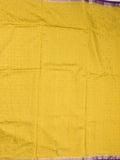 Maheshwari fancy saree yellow color allover zari motifs & zari border with contrast pallu and attached blouse