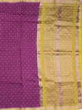 Maheshwari fancy saree dark purple color allover zari motifs & zari border with contrast pallu and attached blouse