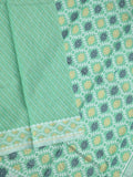 Jamdani cotton saree lux green color allover weaves & small border with weaving pallu and running blouse