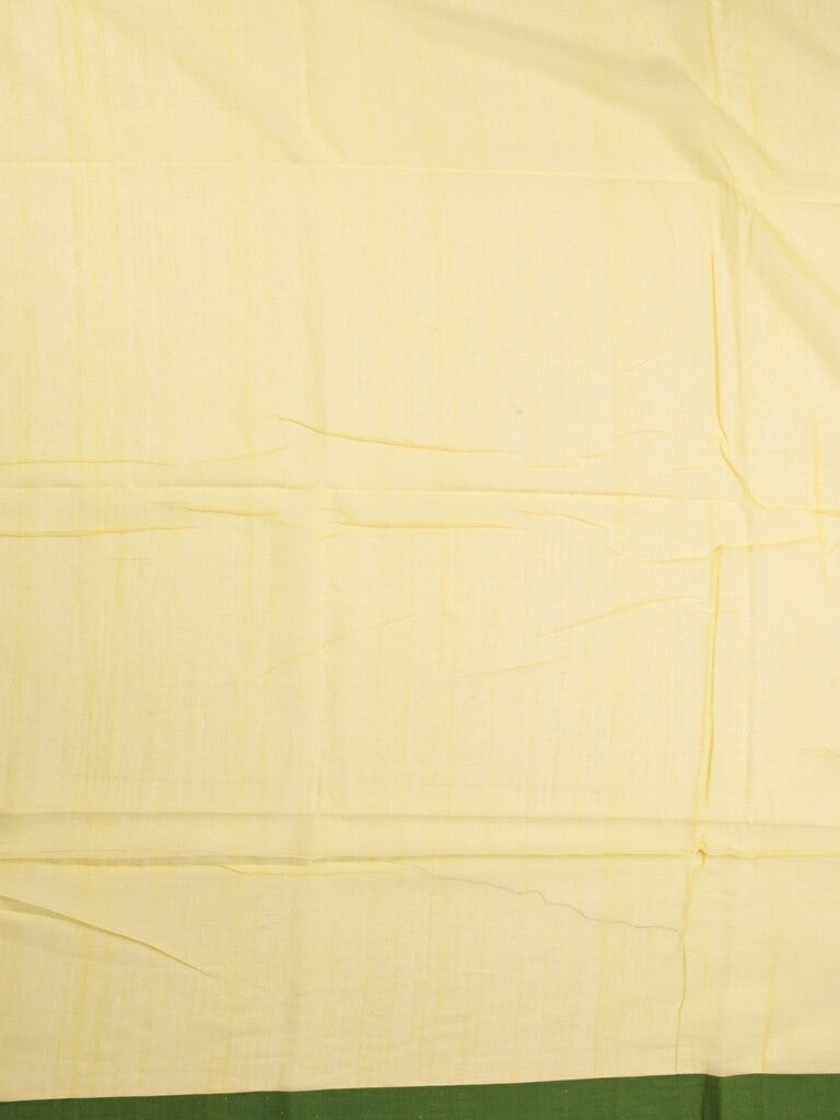 Khadi cotton saree light yellow color allover motifs & small kaddi border with weaving pallu and plain blouse