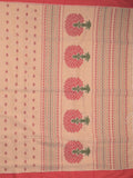 Khadi cotton saree light peach color allover motifs & small kaddi border with weaving pallu and plain blouse