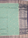 Maheshwari fancy saree lux green color allover checks, zari motifs & zari border with contrast pallu and attached blouse