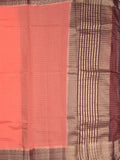 Maheshwari fancy saree peach color allover stripes & zari border with contrast pallu and attached plain blouse