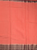 Maheshwari fancy saree peach color allover stripes & zari border with contrast pallu and attached plain blouse