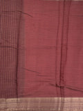 Maheshwari fancy saree peach color allover stripes & zari border with contrast pallu and attached plain blouse