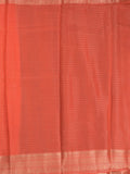 Maheshwari fancy saree navy blue color allover stripes & zari border with contrast pallu and attached plain blouse