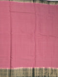 Maheshwari fancy saree onion pink color allover stripes & zari border with contrast pallu and attached plain blouse
