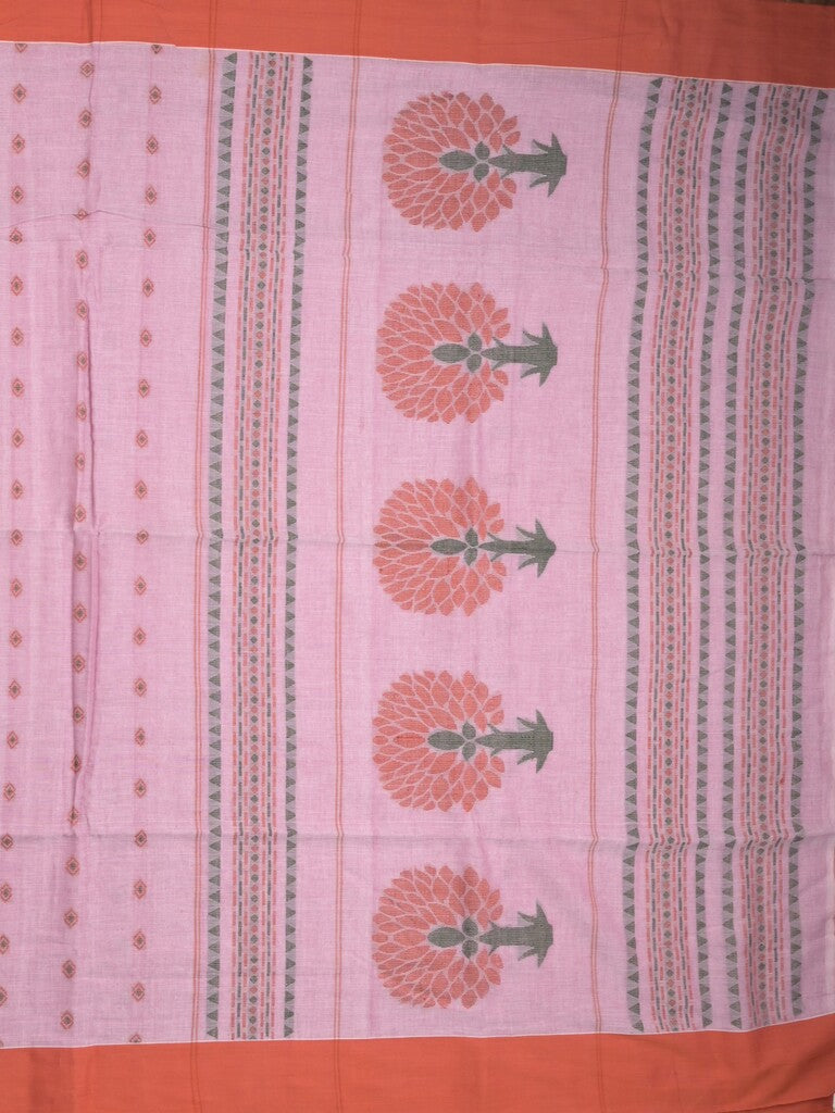 Khadi cotton saree light purple color allover motifs & small kaddi border with weaving pallu and plain blouse