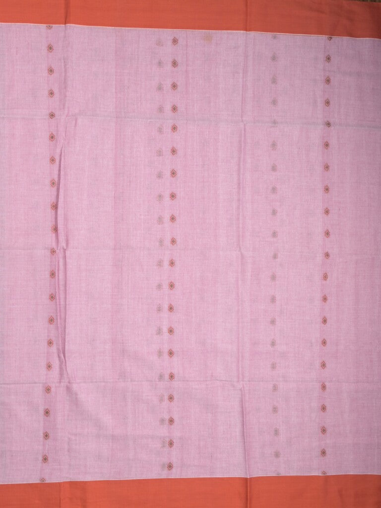 Khadi cotton saree light purple color allover motifs & small kaddi border with weaving pallu and plain blouse