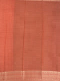 Maheshwari fancy saree parrot green color allover stripes & zari border with contrast pallu and attached plain blouse