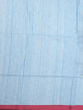 Khadi cotton saree sky blue color allover motifs & small kaddi border with weaving pallu and plain blouse