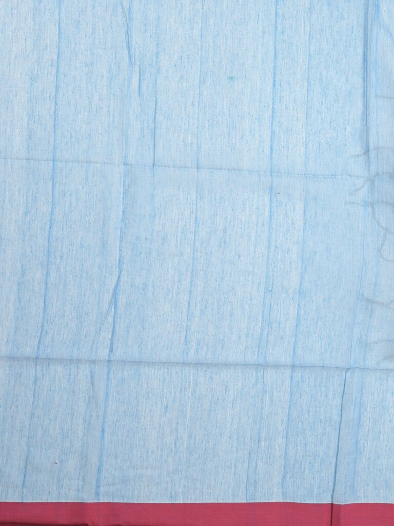Khadi cotton saree sky blue color allover motifs & small kaddi border with weaving pallu and plain blouse