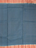 Maheshwari fancy saree navy blue color allover checks & zari border with contrast pallu and attached plain blouse