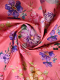 Maheswari fancy saree pink color allover prints & zari border with short pallu and printed blouse