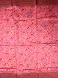 Maheswari fancy saree pink color allover prints & zari border with short pallu and printed blouse