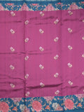 Tussar fancy saree magenta color allover prints & printed border with contrast pallu and printed blouse
