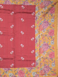Tussar fancy saree red color allover prints & printed border with contrast pallu and printed blouse