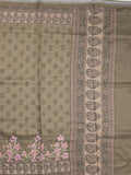 Chanderi fancy saree snuff color allover prints, embroidery & printed border with printed pallu and printed blouse